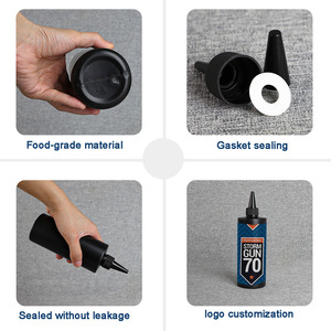 Listo Stock Hdpe 50ml 100ml 150ml 200ml 300ml 400ml 500ml 16oz Negro esmerilado Reutilizable Boca puntiaguda Squeeze Botella de plástico - Product Image 5