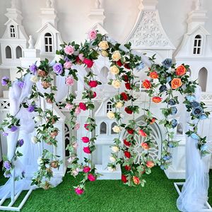 Guirnalda de Rosas Artificiales Queyiyi, Flores de Seda con Alambre de Ratán, Decoración para Bodas y Hogar, 10m de Largo, Estilo 1 - Product Image 1