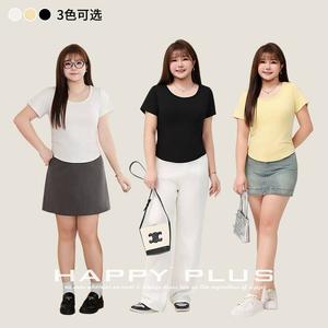 เสื้อยืดคอกลมแขนสั้นสีพื้นสำหรับผู้หญิง รันฉี ไซส์พลัส สวมใส่สบาย เหมาะสำหรับเป็นเสื้อตัวใน  ผ้าถัก สีเหลือง ขาว ดำ - Product Image 3