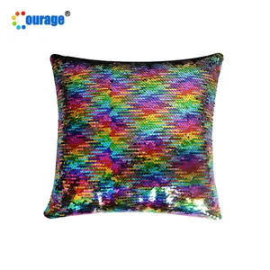 Beautiful Mermaid Color Sublimation <strong>Sequin</strong> Pillow Cases <strong>Cushion</strong> Cover Square Satin Plush White Sublimation Pillow Case Blanks - Product Image 1
