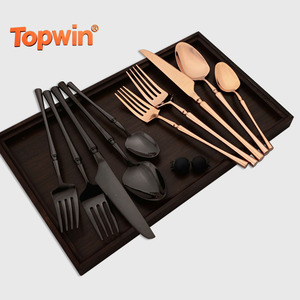Juego de Cubiertos Ecológicos para Boda, Acero Inoxidable Dorado, 4 Piezas, 20 Piezas, 24 Piezas, 30 Piezas, Cubiertos Negros, Sostenibles y Elegantes - Product Image 1