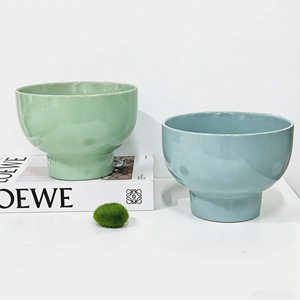 Nouveauté 2026 : Pots de fleurs en céramique à pieds en forme de bol (rose/jaune/bleu/vert) pour plantes succulentes d'intérieur, décoration maison – Vente directe usine - Product Image 4