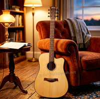 Factory Manufacture Glossy Finishing With Binding Stringed Musical Instrument 41Inch Premium Spruce Solid Acoustic Guitar