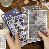 4 Stiker Per Paket Seri Karakter Retro, Elemen Dasar dan Serbaguna untuk Dekorasi dan Latar Belakang DIY Bullet Journal