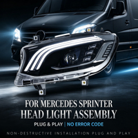 Adapté aux Mercedes-Benz Sprinter 19-23, modification de l'ensemble de phares pour un style Maybach avec feux de jour LED.