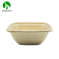 Conteneur alimentaire carré en bambou biodégradable, micro-ondable, étanche, jetable, 350 ml
