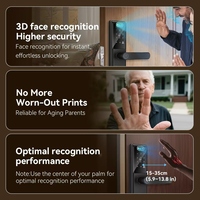 Serrure de porte intelligente biométrique avec reconnaissance faciale 3D, empreinte digitale, carte IC, mot de passe et clé via application pour l'entrée des appartements et maisons