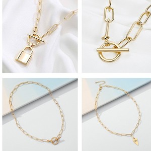 Rantai klip kertas, kalung rantai leher tidak pudar Stainless <span class=keywords><strong>Steel</strong></span> OT gesper kertas 18K untuk wanita - Product Image 5