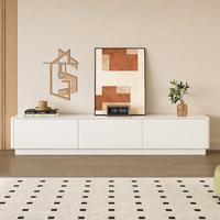 Ensemble de meuble TV et table basse blanc crème moderne de luxe avec rangement pour hôtel, salon, design durable de haute qualité