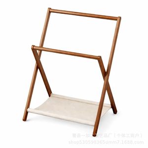 Clothing Organizer Foldable Wooden <b>Rack</b> With Canvas <b>Shelf</b> For Bedroom Storage - Product Image 5
