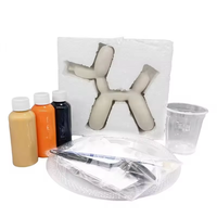 Kit de Peinture DIY Populaire Ours en Peluche Blanc 23cm, Ours Violent Fluide sur Toile avec 44 Couleurs de Peintures Acryliques Fluides, Emballage Inclus