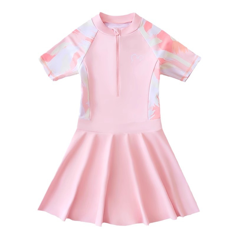 OEM Children's Swimsuit Cute Girls Long Sleeve Sun protection One-piece Swimsuit Swimwear