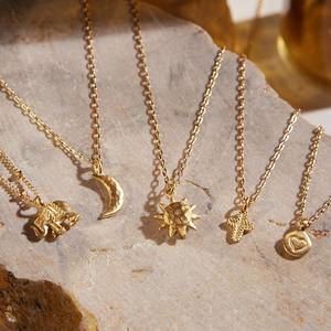 Mini éléphant Lotus en forme de coeur pendentif mode 18K or acier inoxydable collier <span class=keywords><strong>soleil</strong></span> lune Hamsa main Zircon charme mignon bricolage - Product Image 3