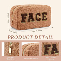 Trousse de maquillage personnalisée douce à fermeture éclair en velours Sherpa pochette personnalisée à broder sac cosmétique organisateur moelleux pour femmes