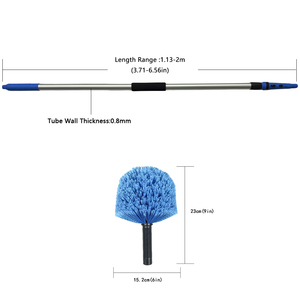 Brosse télescopique en aluminium de 2 mètres pour toile d'araignée Brosse pour le nettoyage de la maison Brosse de nettoyage de plafond à long bâton - Product Image 2