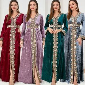 Da donna di alta qualità da donna a maniche lunghe <span class=keywords><strong>con</strong></span> <span class=keywords><strong>spacco</strong></span> etnico in raso di seta in abito frontale - Product Image 1