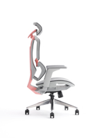 Chaise de jeu ergonomique rose en maille avec dossier inclinable réglable, roulettes pivotantes, support lombaire pour configuration de bureau informatique