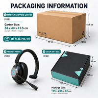 Dernier modèle de casque sans fil pour camionneur avec réduction de bruit IA avancée à microphone unique, logo OEM personnalisé, vente en gros