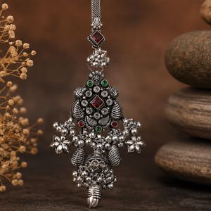 Pendentif décoratif ethnique artisanal en argent 925, oxydé, avec motif Ghungroo, accessoire de poignet traditionnel juif - Product Image 6