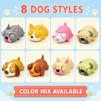 Jouet Squishy en Vinyle en forme de Boulette Vapeur dans un Étui Rond, Modèle Chiot Froncé, Couleur Surprise, Cadeau Nouveauté pour les 14 ans et plus, Couleurs Assorties
