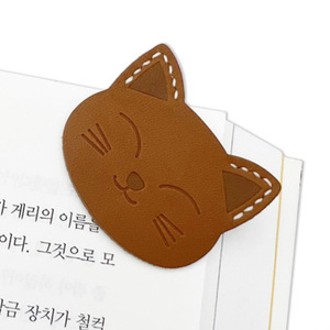 Creative Cartoon Cat PU Leather <b>Bookmark</b>, Cat Head Page Clip, Cute Book Reading Page Breaker, Book Label - Product Image 2
