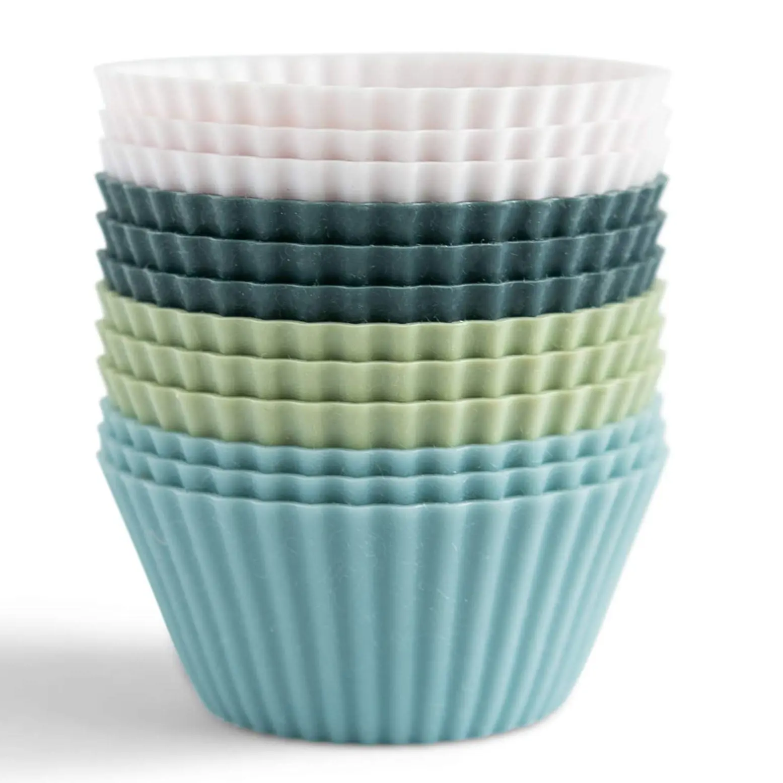 YJ Wonderful Custom Morandi Mafen 24 pièces tasse quatre couleurs épaissie Silicone gâteau moule ensemble d'ustensiles de cuisson