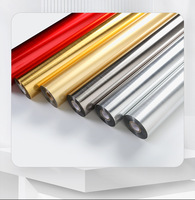 Rouleau de film PET holographique doré et argenté pour marquage à chaud, écologique, lavable, film de transfert thermique métallique pour étiquettes d'emballage