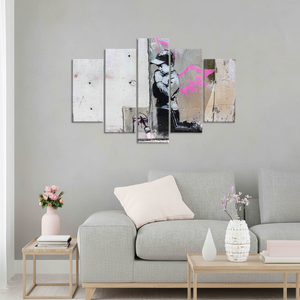 Printed <b>Canvas</b>: Banksy Boy Art - Modern Street <b>Wall</b> Decor,SET OF 5 MIX <b>CANVAS</b> - Product Image 3