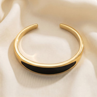 Bracelet jonc ouvert en alliage doré, style minimaliste, coquillage, feuille, fleur, accessoires de bijoux tendance pour femmes