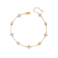Bracelet trèfle à quatre feuilles en or 18 carats avec diamants de laboratoire DK pour mariages ou fêtes, accentué de diamants, simplicité et luxe