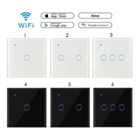 Giao Hàng Nhanh 1 Gang EU Thông Minh WiFi Chuyển Amazon Alexa Google Nhà Cảm Ứng Chuyển Đổi Với Đèn LED Glass Bảng Điều Chỉnh