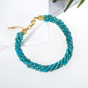 Pulsera de Cristal Natural Trenzado de 4 Filas Azul WENCHI, Elegantes Brazaletes Modelo TWB813 - Product Image 5