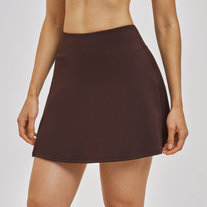 <span class=keywords><strong>Jupe</strong></span> de sport unie pour femme avec short intégré, personnalisable OEM, pour yoga, course, golf, tennis, entraînement estival et fitness - Product Image 6