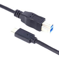 Câble USB 3.0 Type C vers USB B 5 Gbit/s, USB-C Mâle vers USB-B Mâle, Synchronisation des Données, Protection Anti-Pression Moulée, Plaqué Or