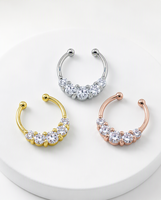 Xinfocus Meilleures ventes Anneau de nez et de septum factice à clipser en opale synthétique, sans perçage, bijoux de corps tendance pour femmes et hommes