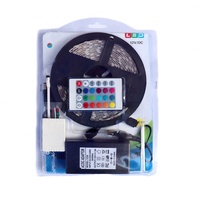 Promotion : Guirlande lumineuse LED RGB SMD 5M (16,4 pieds) USB 12V avec télécommande IR 24 touches, durée de vie 50 000 heures, IP67, IRC 90, dimmable, certifiée CE