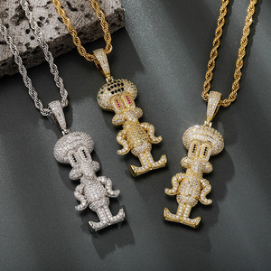 Bijoux pour enfants Hiphop Zircon Cartoon Sponge <span class=keywords><strong>Baby</strong></span> Character <span class=keywords><strong>Necklace</strong></span> - Product Image 2