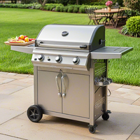 Station de barbecue professionnelle haut de gamme en acier inoxydable avec 4 brûleurs, finition galvanisée, utilisation intérieure/extérieure