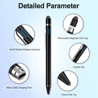 Ujung pena Stylus Universal 2-in-1, pena Stylus kapasitif aktif saklar tekan desain 2-in-1 untuk ponsel Android iOS & Tablet layar sentuh