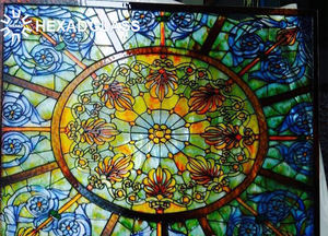 <span class=keywords><strong>Prix</strong></span> de fabrication vitrail personnalisé église au plomb Tiffany église fenêtres vitrail fleur dôme fenêtre forme personnalisée - Product Image 6