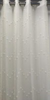 Ravissant rideau en voile transparent à pompons en forme de V, style bohème, à pois, franges, jacquard, prêt à poser, pour enfants, style girly, en tissu voile transparent.