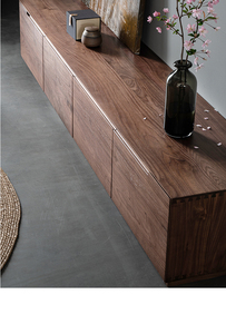 Mueble de TV Minimalista para Sala de Estar en Madera de Nogal Negro, Tamaño Personalizable, Ahorro de Espacio, Multifuncional, con 5+ Cajones/Estantes - Product Image 5