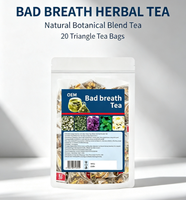 OEM 5g*20 Sachets de thé pour la mauvaise haleine, thé aux herbes naturelles, sachet de thé triangulaire au jasmin, menthe et chrysanthème, thé aux herbes pour l'hygiène bucco-dentaire