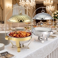 Chauffe-plat de luxe en acier inoxydable à motif diamant, avec contrôle manuel de la température 50-70°C, pour buffet chauffant
