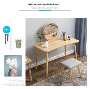 Modern LED Solid Wood <strong>Vanity</strong> Table <strong>with</strong> Bow <strong>Back</strong> <strong>Chair</strong> and Lighted Mirror White Makeup Desk for Bedroom &amp; Bathroom - Product Image 6
