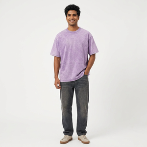 T-shirt personnalisé pour homme 100 % coton lavé et respirant, idéal pour les événements promotionnels en extérieur avec logo frontal – Nouvelle collection très demandée - Product Image 1