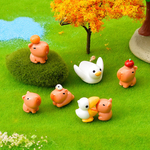 Miniatures d'animaux en résine, figurines de capybara pour tableau de bord de voiture, maison de poupée, jardin féerique, décoration d'anniversaire capybara - Product Image 3