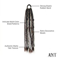 Élastique à cheveux tressé bohème de qualité supérieure, style rétro ethnique, pré-bouclé, facile à poser, extension de cheveux tressée pour femme