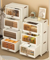 Boîte de rangement pliante en plastique de nouveau style avec porte coulissante