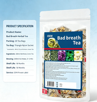 OEM 5g*20 Sachets de thé pour la mauvaise haleine, thé aux herbes naturelles, sachet de thé triangulaire au jasmin, menthe et chrysanthème, thé aux herbes pour l'hygiène bucco-dentaire